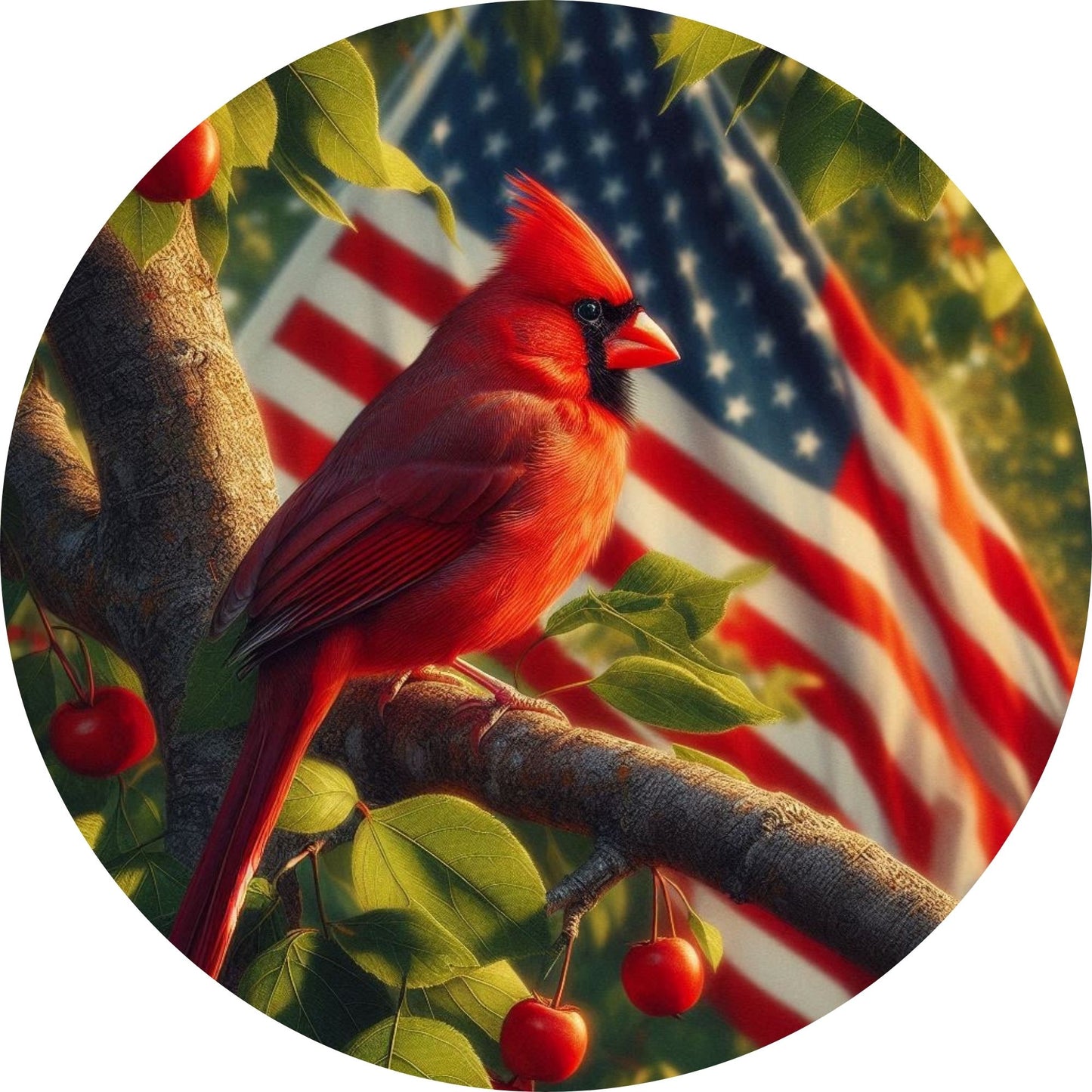 10x10 Cardinal American Flag Wreath Metal Sign