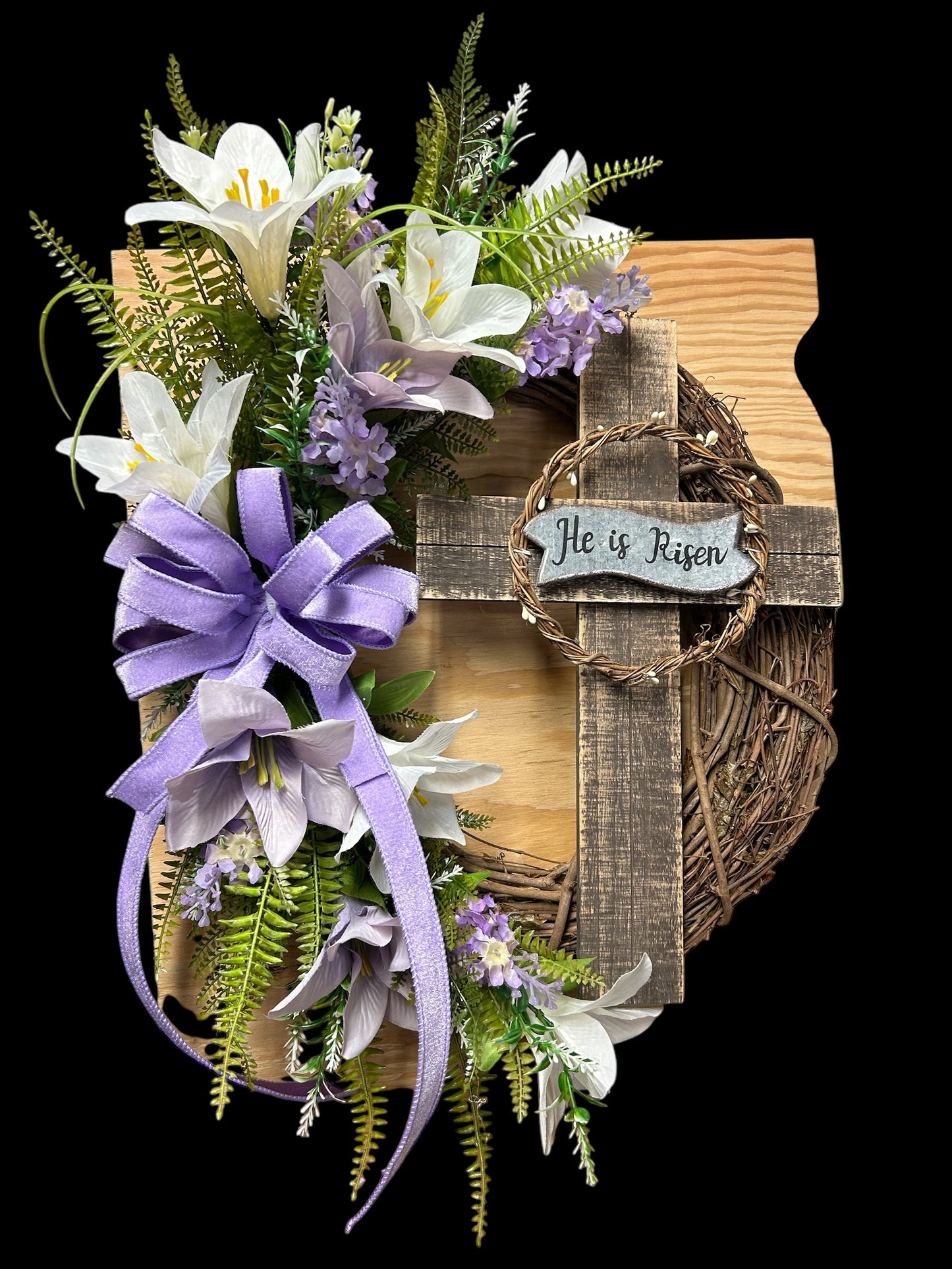 He Is Risen Grapevine Lily Wreath