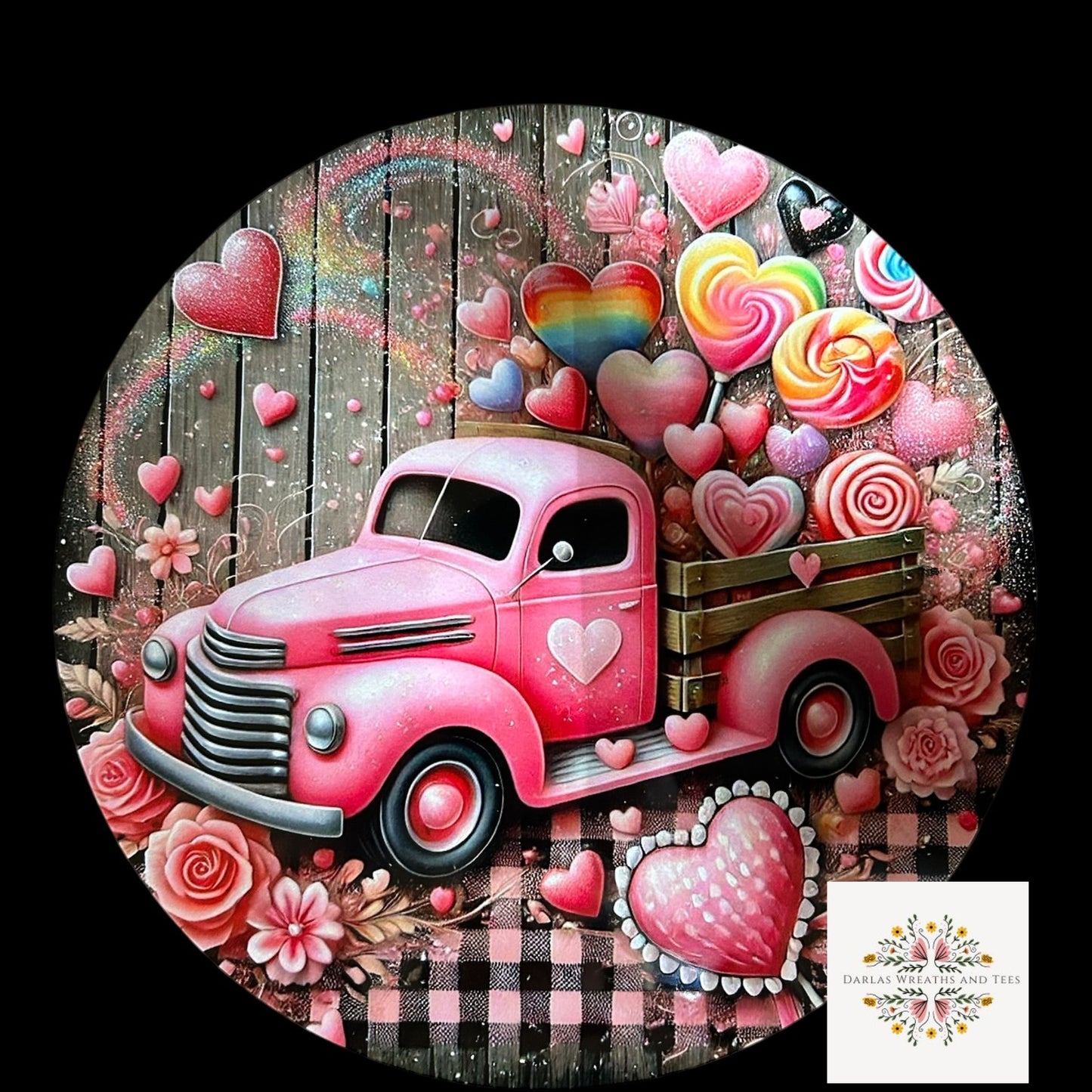 Valentine Retro Truck Wreath Sign