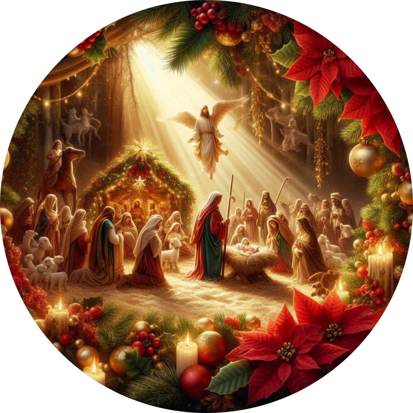 10x10 Nativity Christmas Wreath Sign