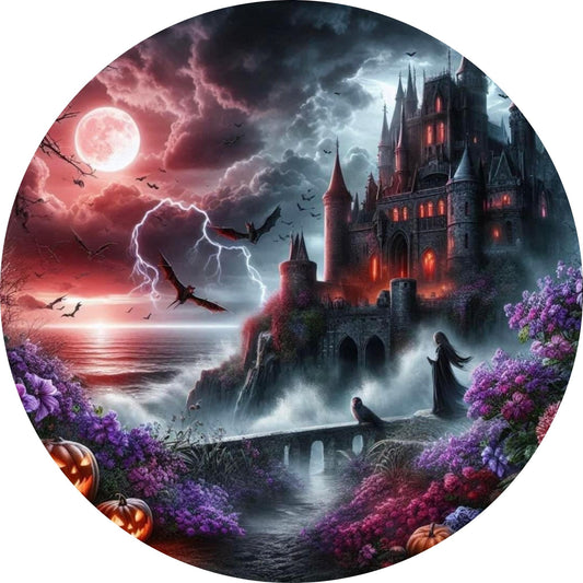 10x10 Halloween Metal Wreath Sign