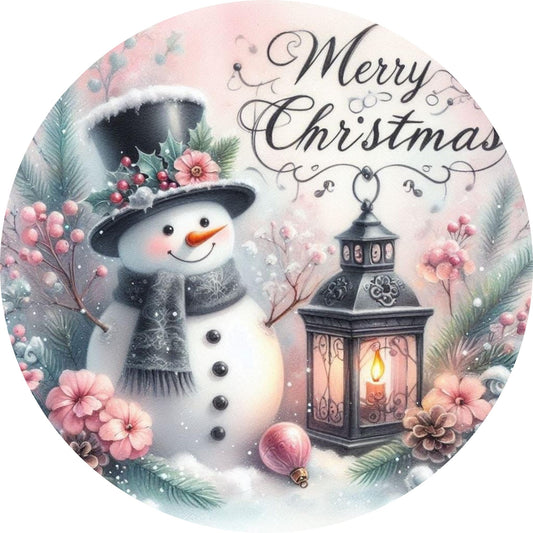 10x10 Snowman Holiday Metal Wreath Sign