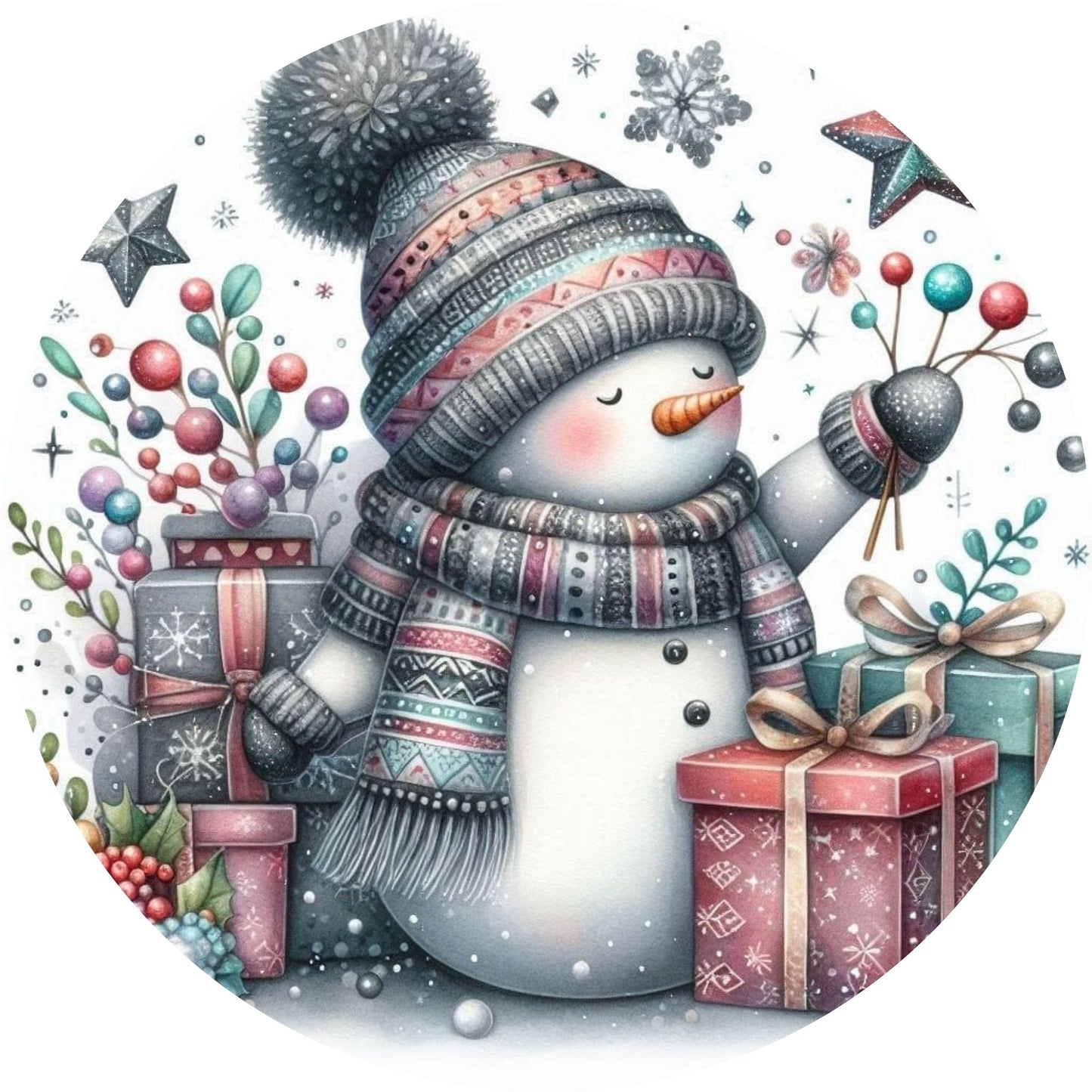 10x10 Christmas Holiday Metal Wreath Sign