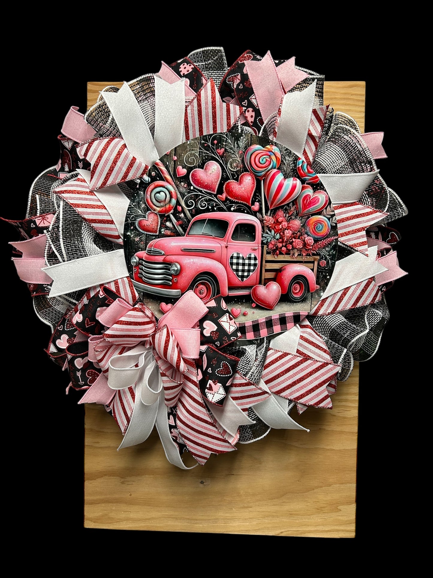 Valentine Wreath with Retro Truck Sign