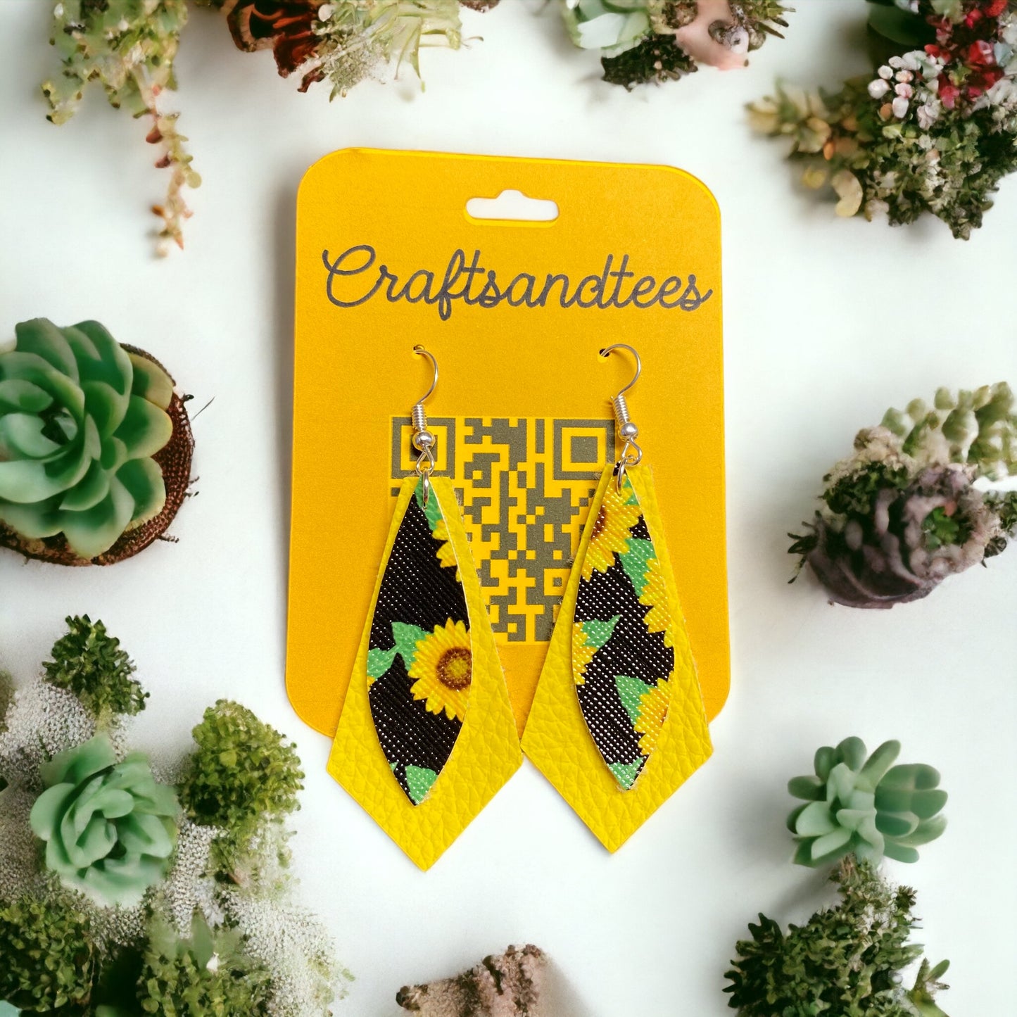 Sunflower Leather Earrings