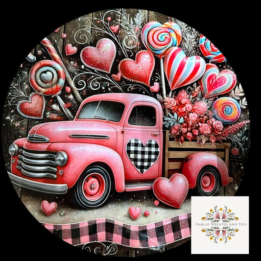 Retro Valentine Truck Wreath Sign