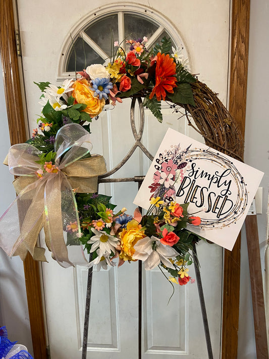 18" Simply Blessed Grapevine Wreath