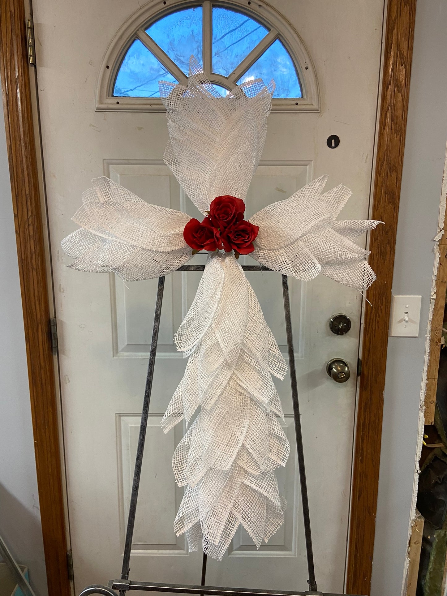 Deco Mesh Cross Wreath