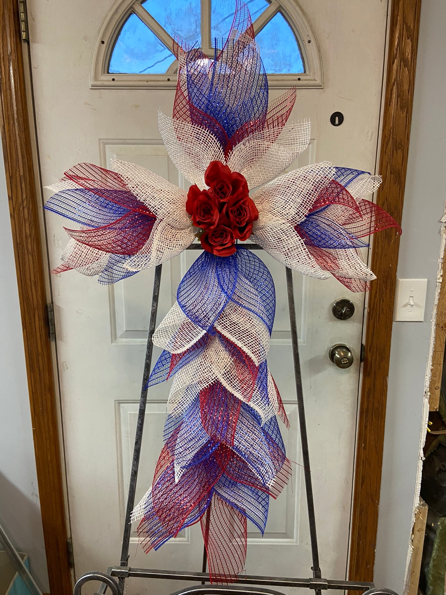 Deco Mesh Cross Wreath