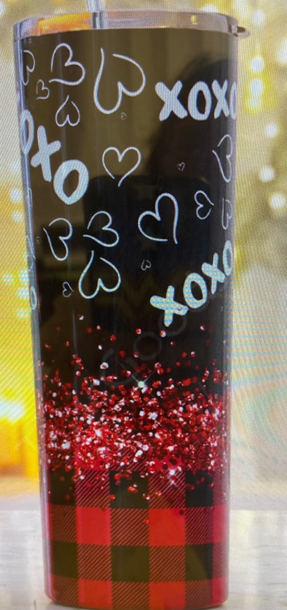 Red black and white 20 oz tumbler