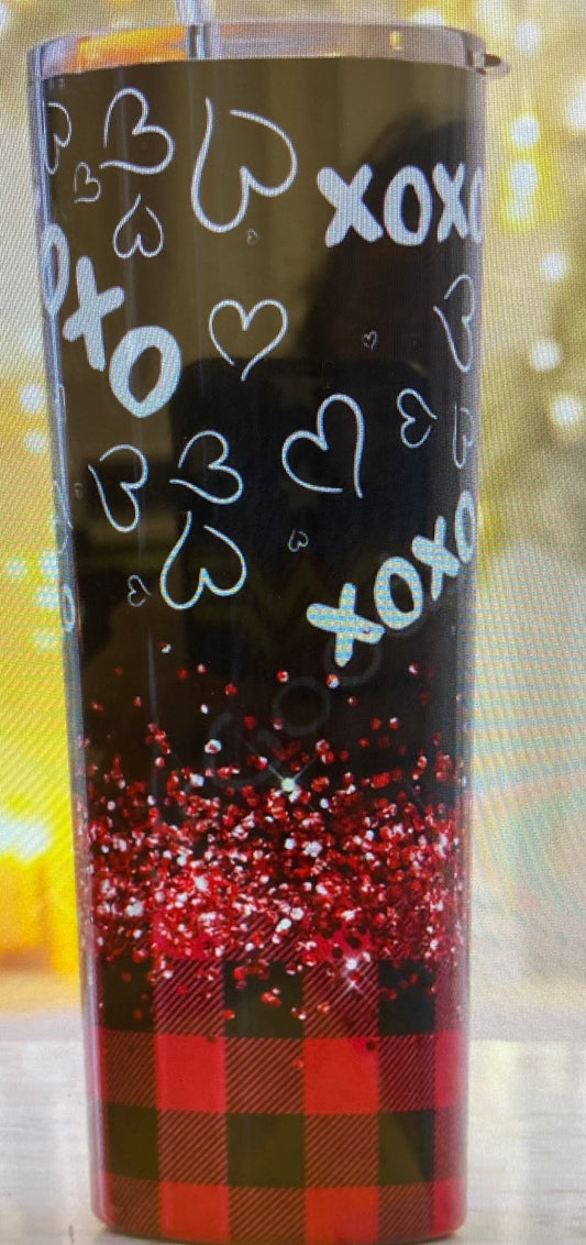 Red black and white 20 oz tumbler