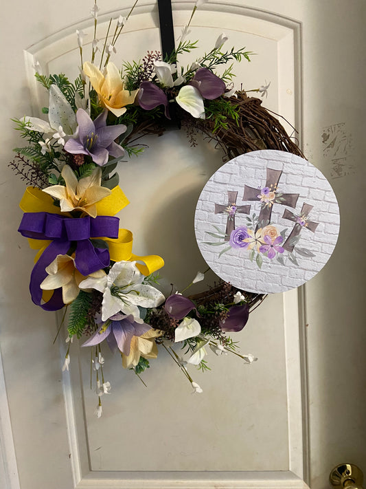 18" Grapevine Easter Cross Wreath
